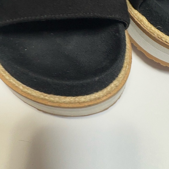 Cole Haan Black Suede Double-Strap Platform Sandals. Velcro Straps for Comfort. - Picture 12 of 13